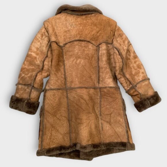 Vintage 70s 80s Sears Sheepskin Shearling Fur Rancher Coat - Picture 8 of 10